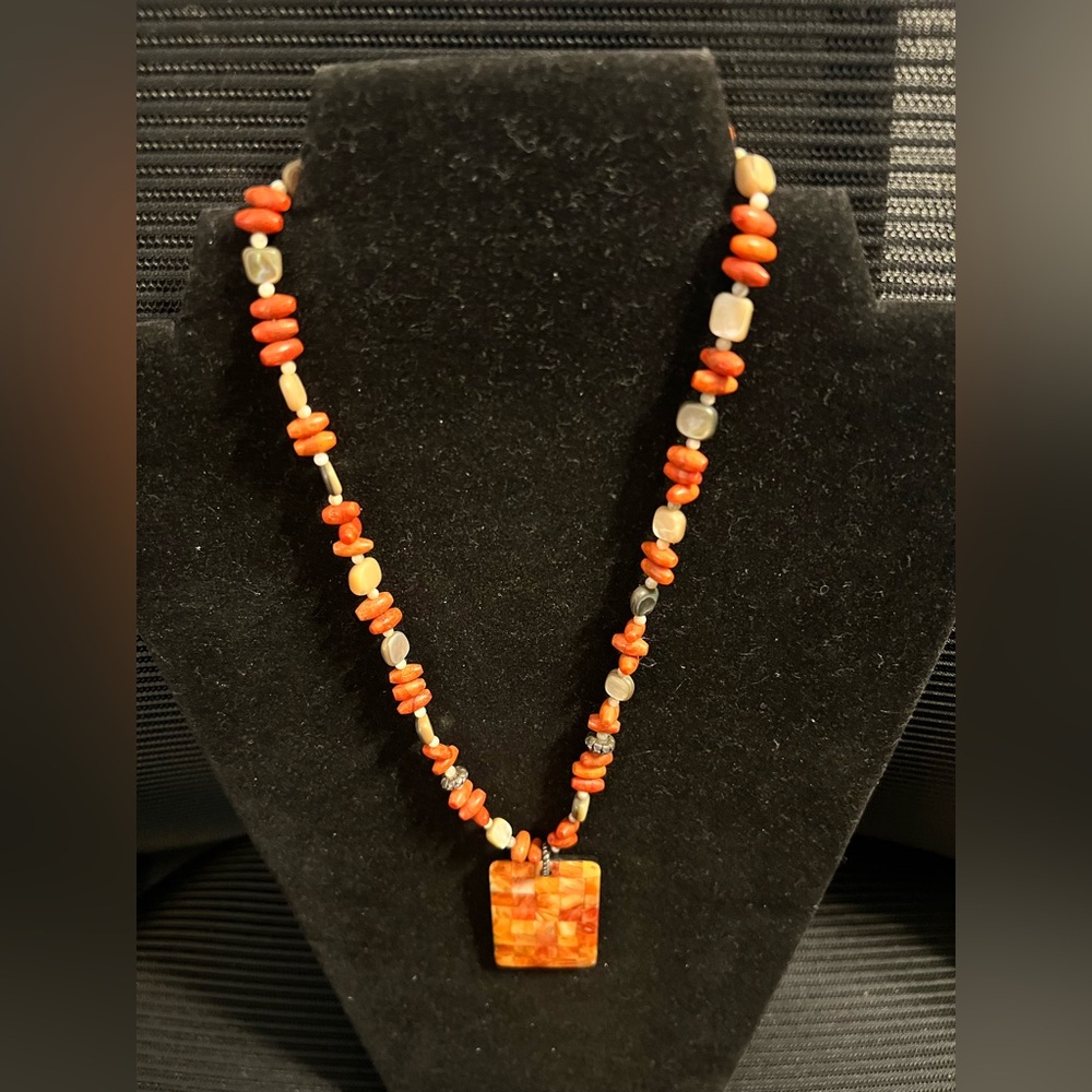Silpada Mosaic Sponge Coral Square Pendant - Picture 4 of 4